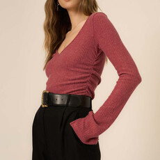 Project Social T Opal Ruched Side Brushed V-Neck