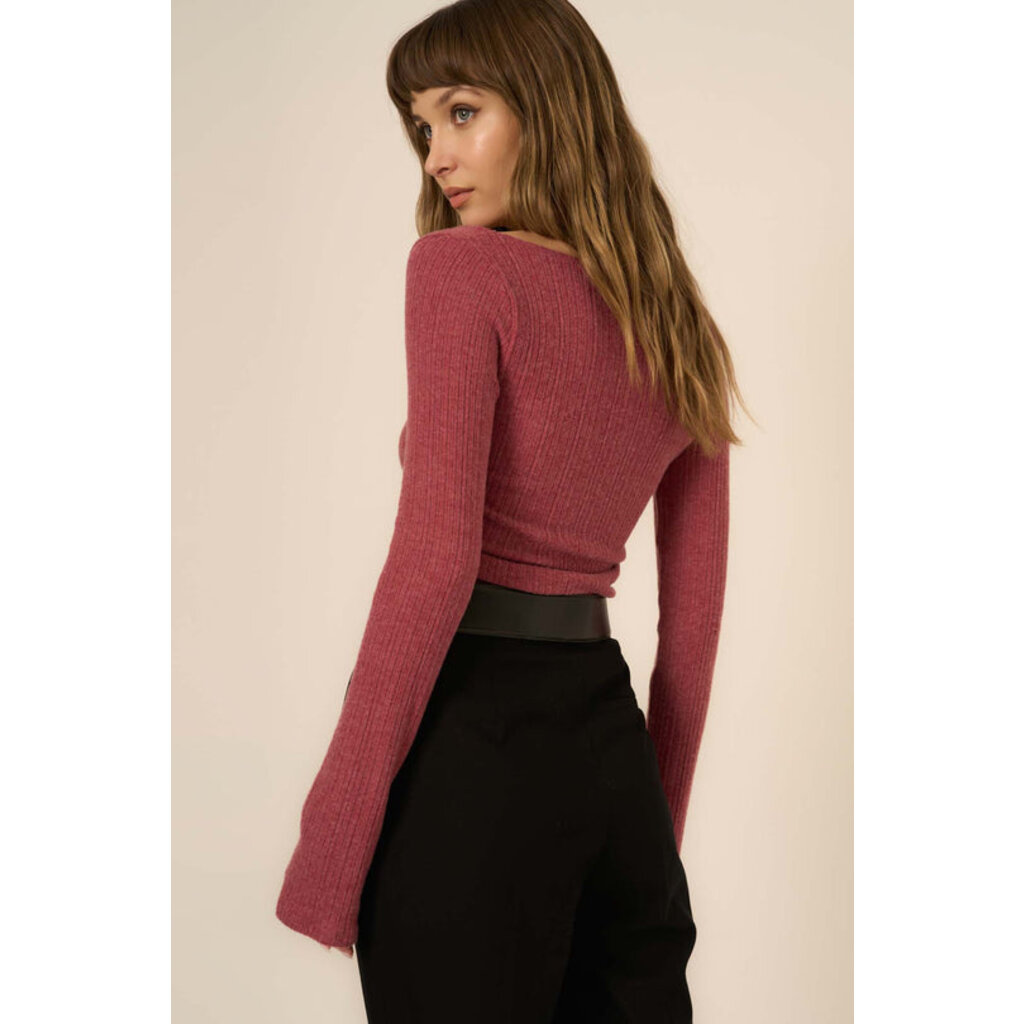 Project Social T Opal Ruched Side Brushed V-Neck