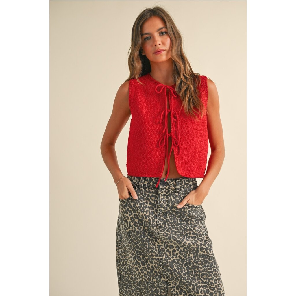 Miou Muse Knitted Tie Front Cardigan