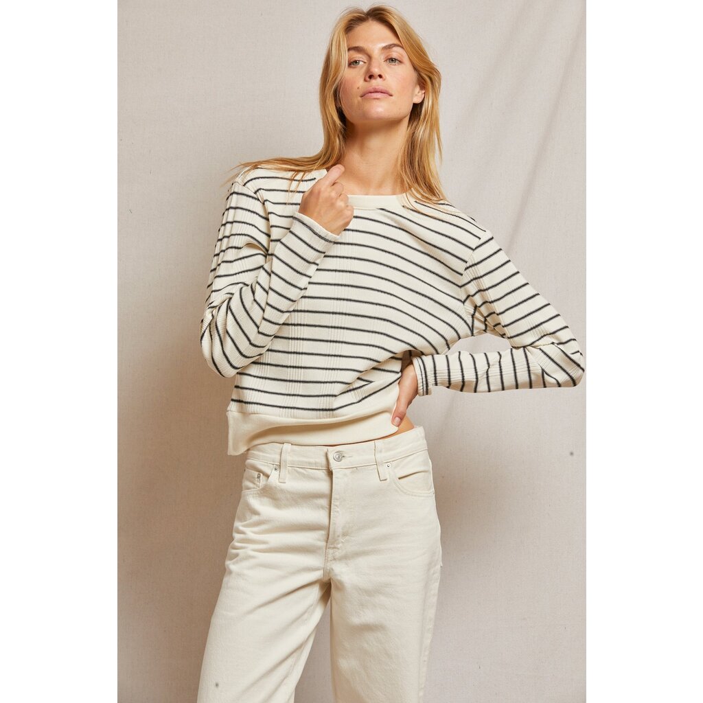 Perfect White Tee Stef Rib Striped Long Sleeve