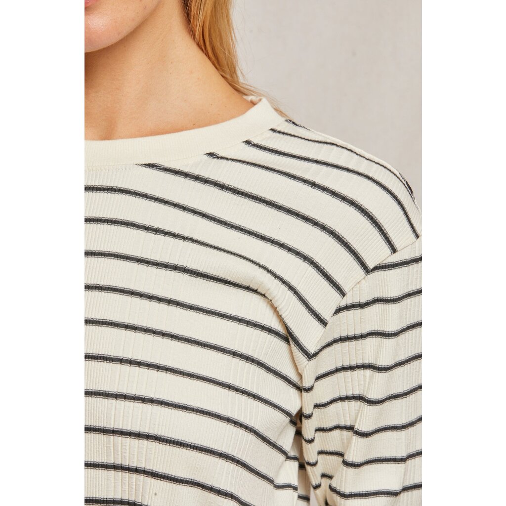 Perfect White Tee Stef Rib Striped Long Sleeve