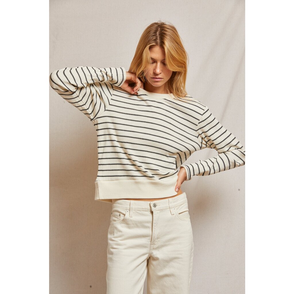 Perfect White Tee Stef Rib Striped Long Sleeve