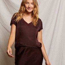 Perfect White Tee Amelie Satin VNeck Tee