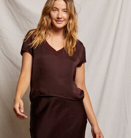 Perfect White Tee Amelie Satin VNeck Tee