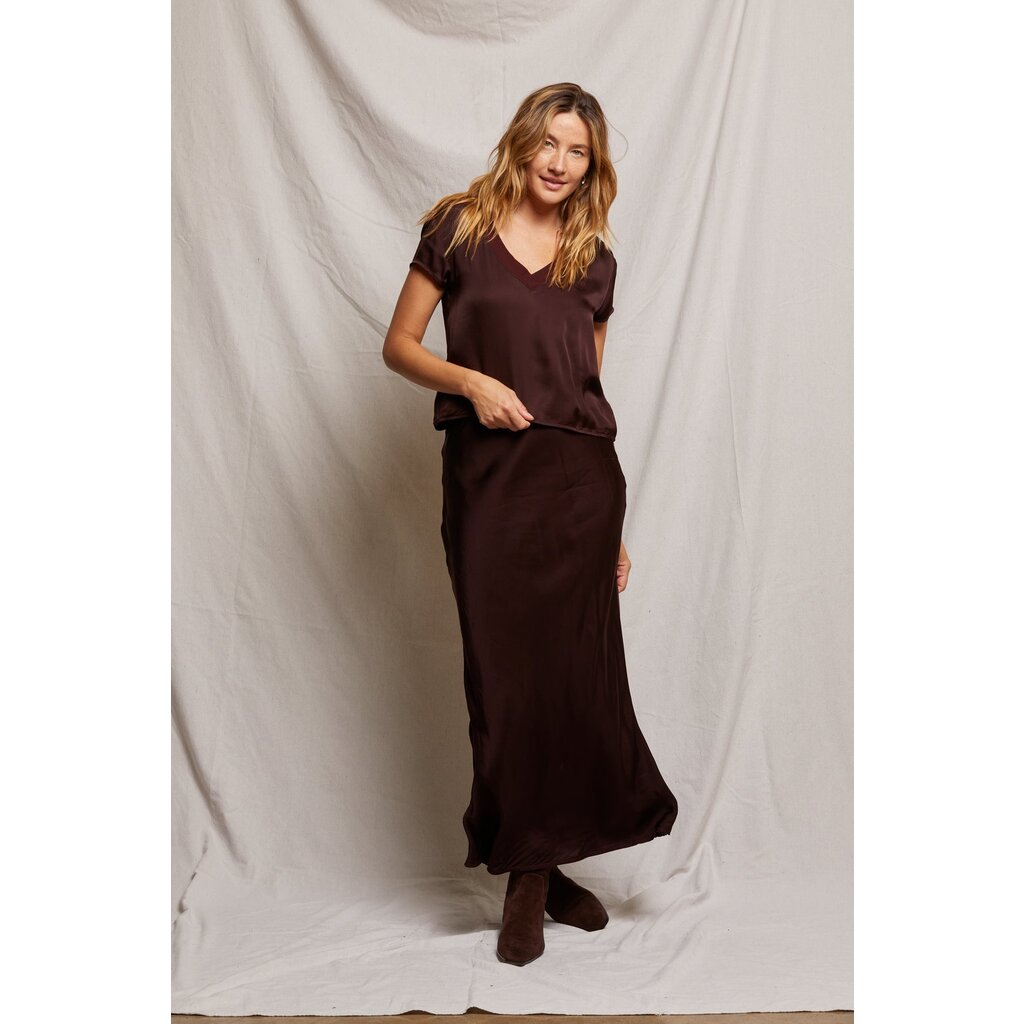 Perfect White Tee Amelie Satin VNeck Tee