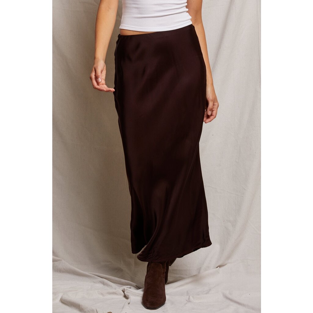 Perfect White Tee Genevieve Satin Slip Skirt