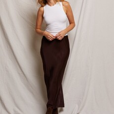 Perfect White Tee Genevieve Satin Slip Skirt