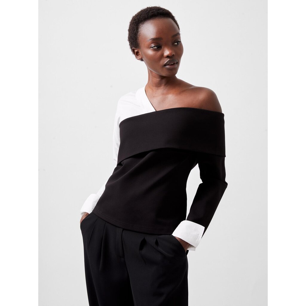 French Connection Xia Poplin Mix Top