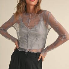 Miou Muse Long Sleeve Lace Top
