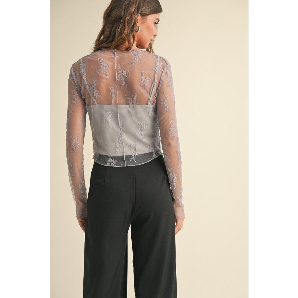 Miou Muse Long Sleeve Lace Top