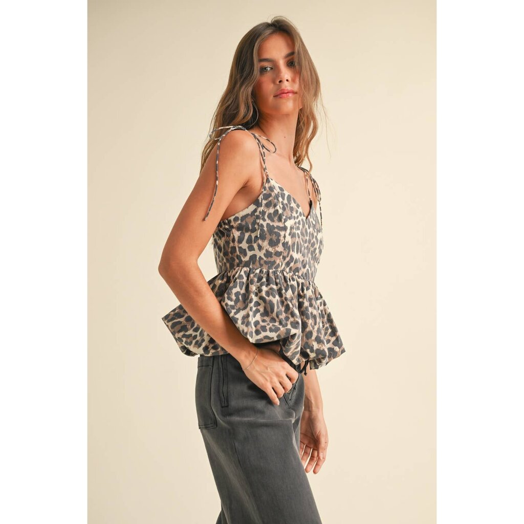 Miou Muse Leopard Print Ballon Top