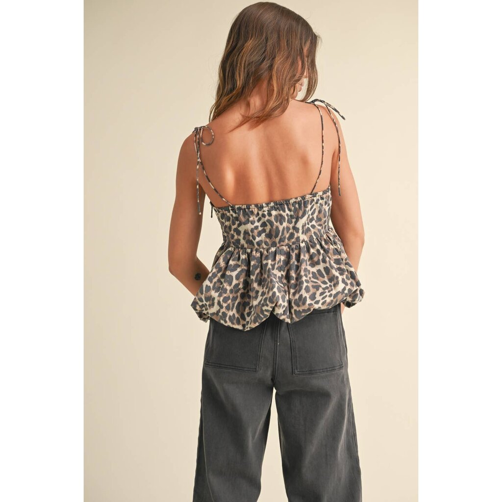 Miou Muse Leopard Print Ballon Top