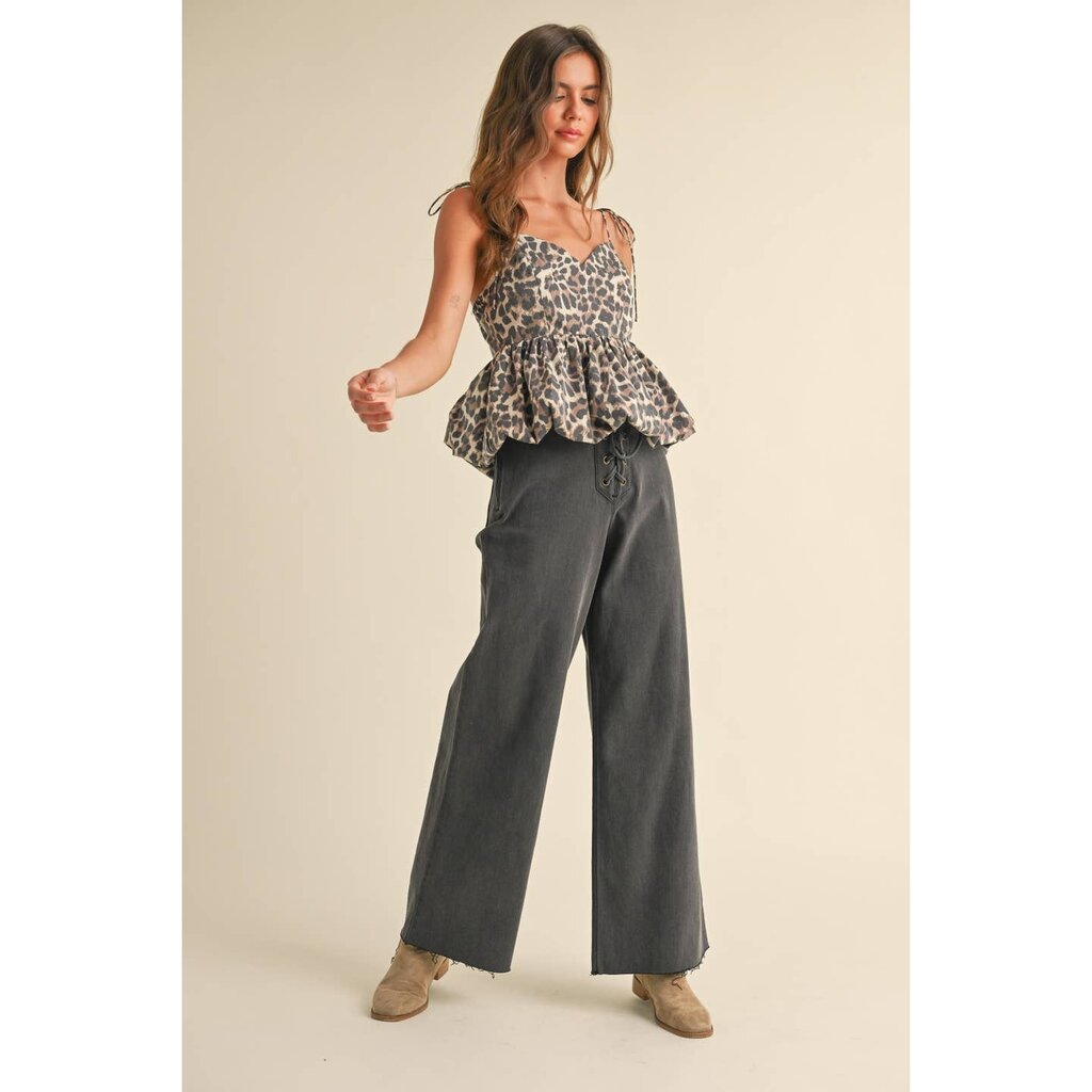 Miou Muse Leopard Print Ballon Top