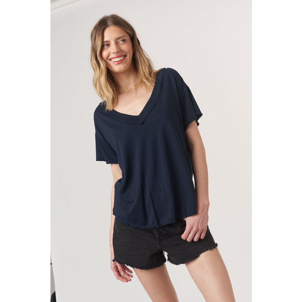 Project Social T Baltimore V Neck Tee - Colors - White & Navy