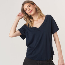 Project Social T Baltimore V Neck Tee - Colors - White & Navy