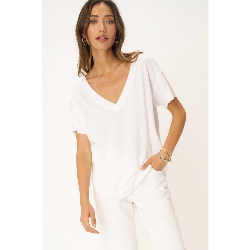 Project Social T Baltimore V Neck Tee - Colors - White & Navy