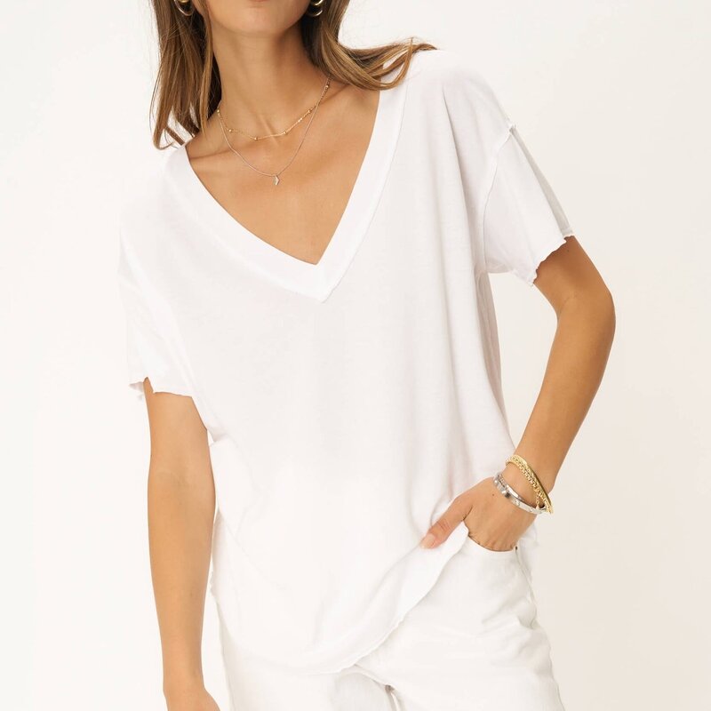 Project Social T Baltimore V Neck Tee - Colors  - White & Navy
