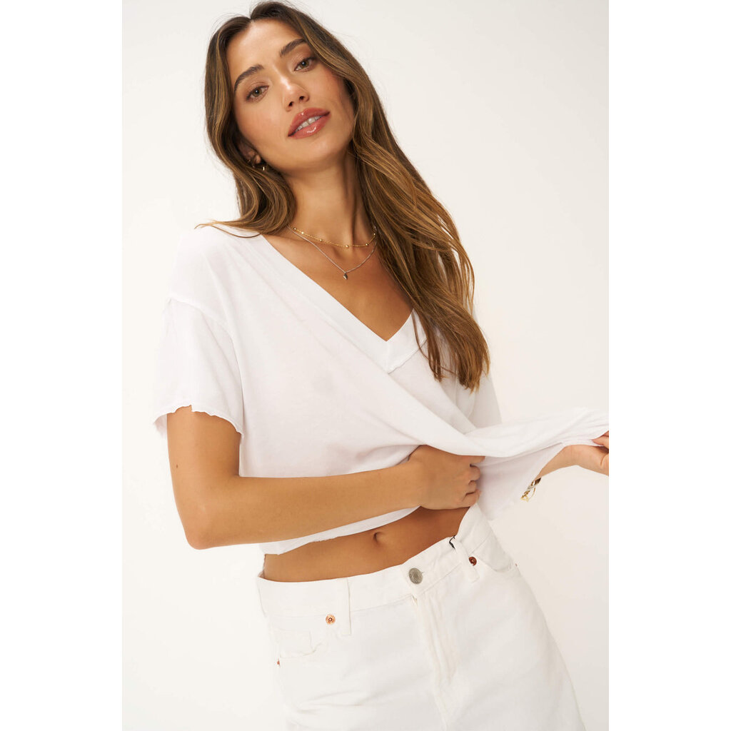 Project Social T Baltimore V Neck Tee - Colors - White & Navy