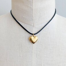 Ellison+Young Black Cord Heart Drop Necklace - Gold