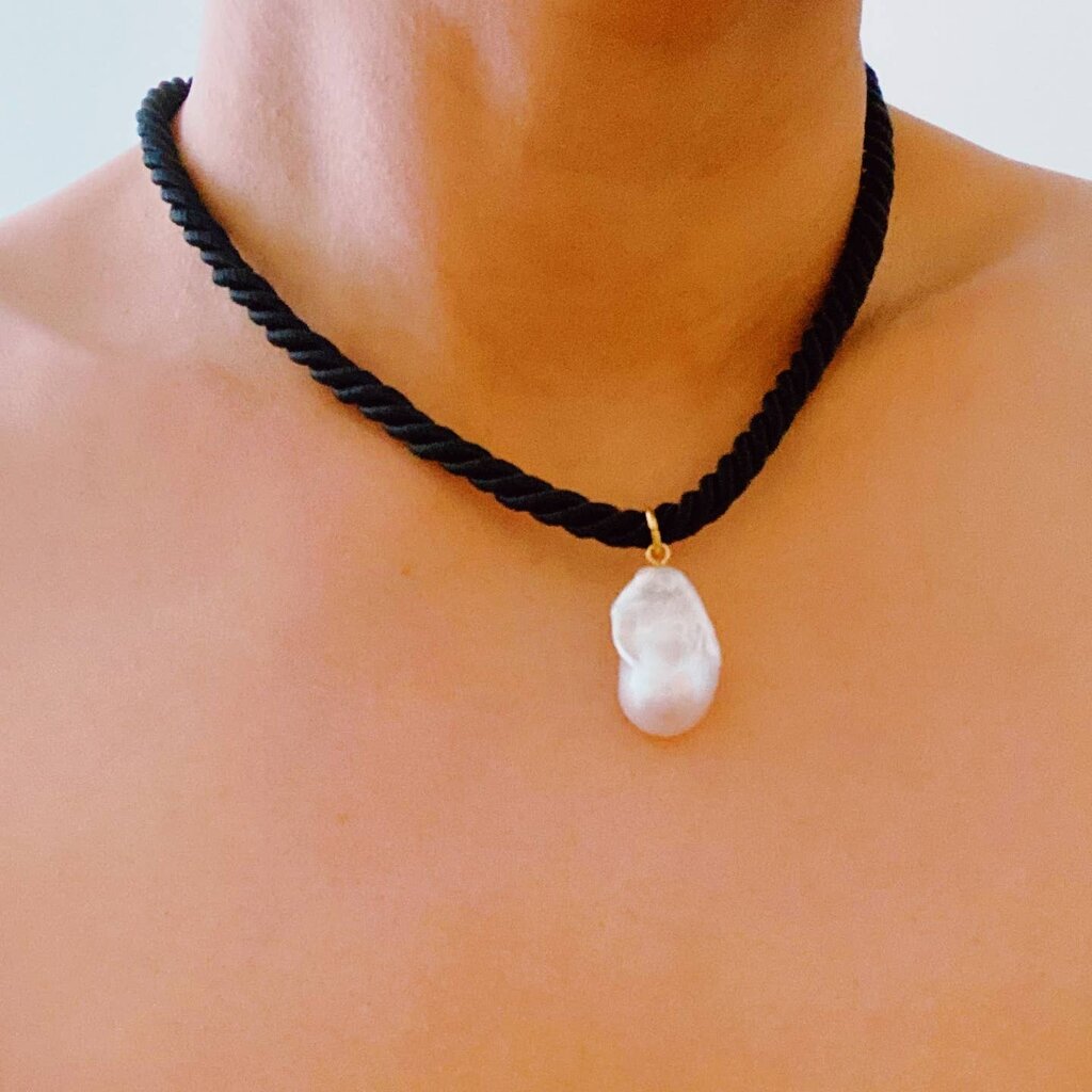 Ellison+Young Satin Rope Baroque Pearl Necklace