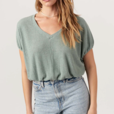 Project Social T Cerise VNeck Bubble Rib Tee Project Social T Cerise VNeck Bubble Rib Tee