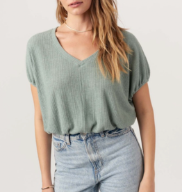 Project Social T Cerise VNeck Bubble Rib Tee