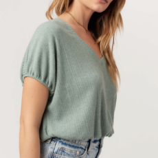 Project Social T Cerise VNeck Bubble Rib Tee Project Social T Cerise VNeck Bubble Rib Tee