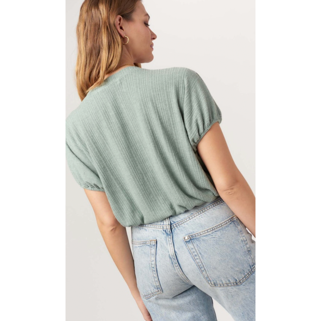 Project Social T Cerise VNeck Bubble Rib Tee