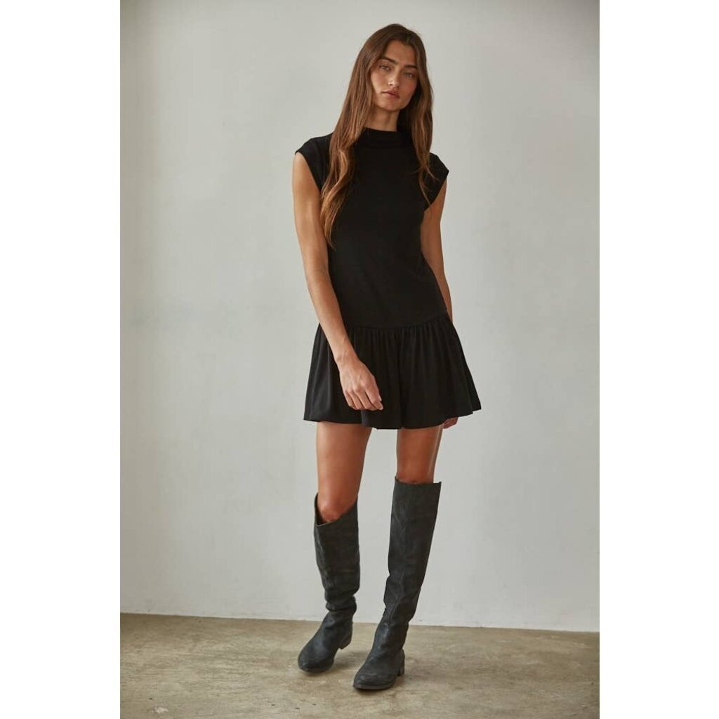 By Together Knit Spandex Mock Neck Mini Dress