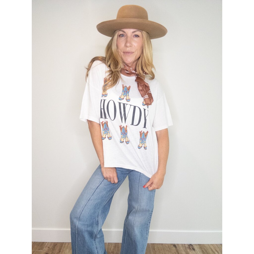 Project Social T Howdy Boots Perfect BF Tee