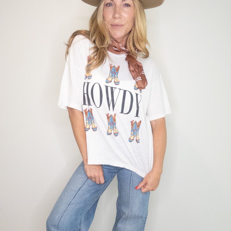 Project Social T Howdy Boots Perfect BF Tee