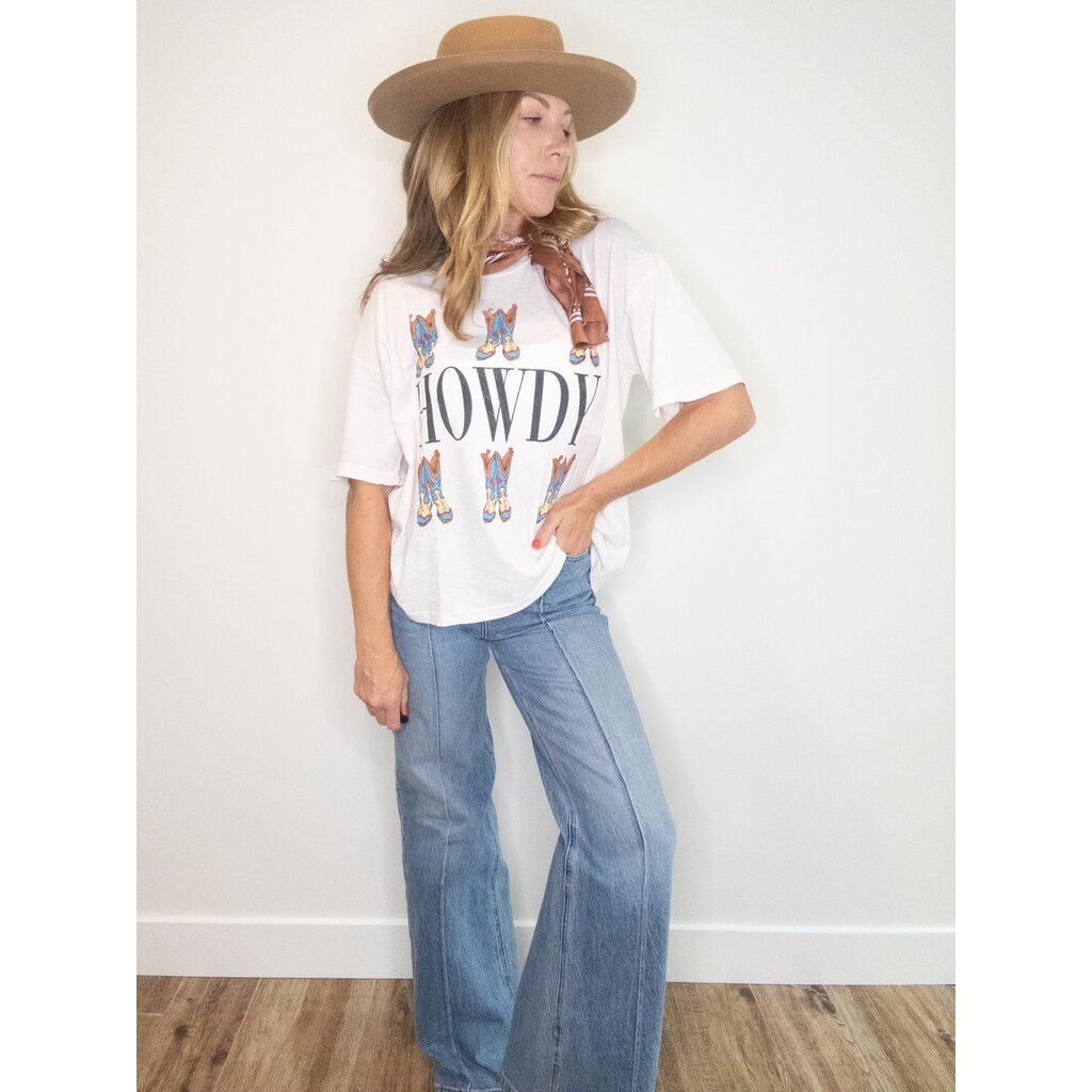Project Social T Howdy Boots Perfect BF Tee