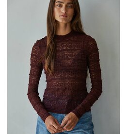 By Together Lace Mock Top-Burgundy