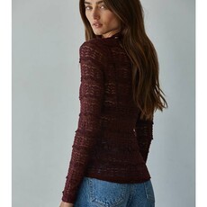 By Together Lace Mock Top-Burgundy