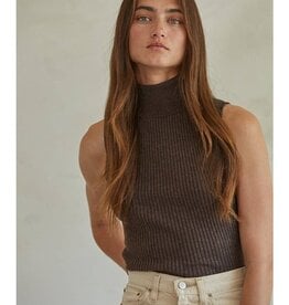 By Together Turtleneck Pullover Top - Dark Chocolate