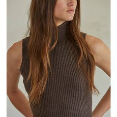 By Together Turtleneck Pullover Top -  Dark Chocolate