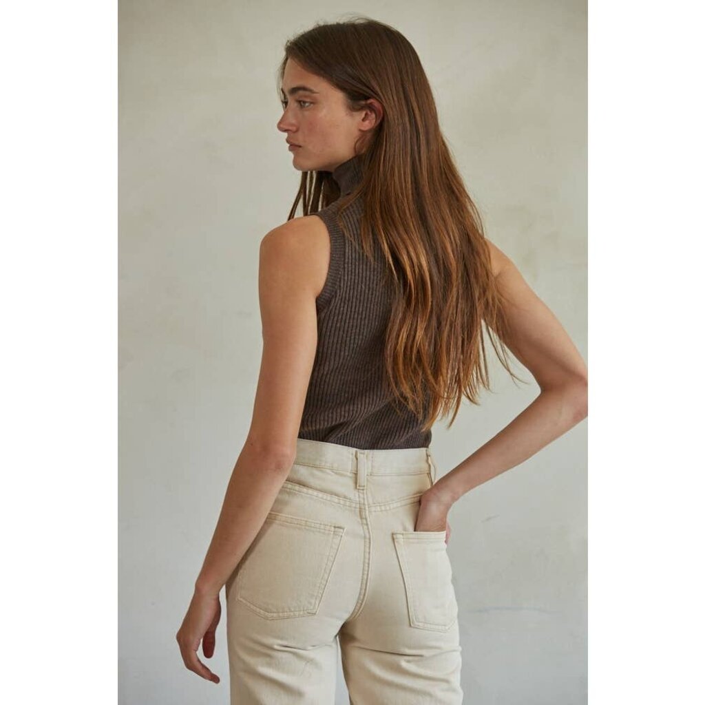 By Together Turtleneck Pullover Top -  Dark Chocolate