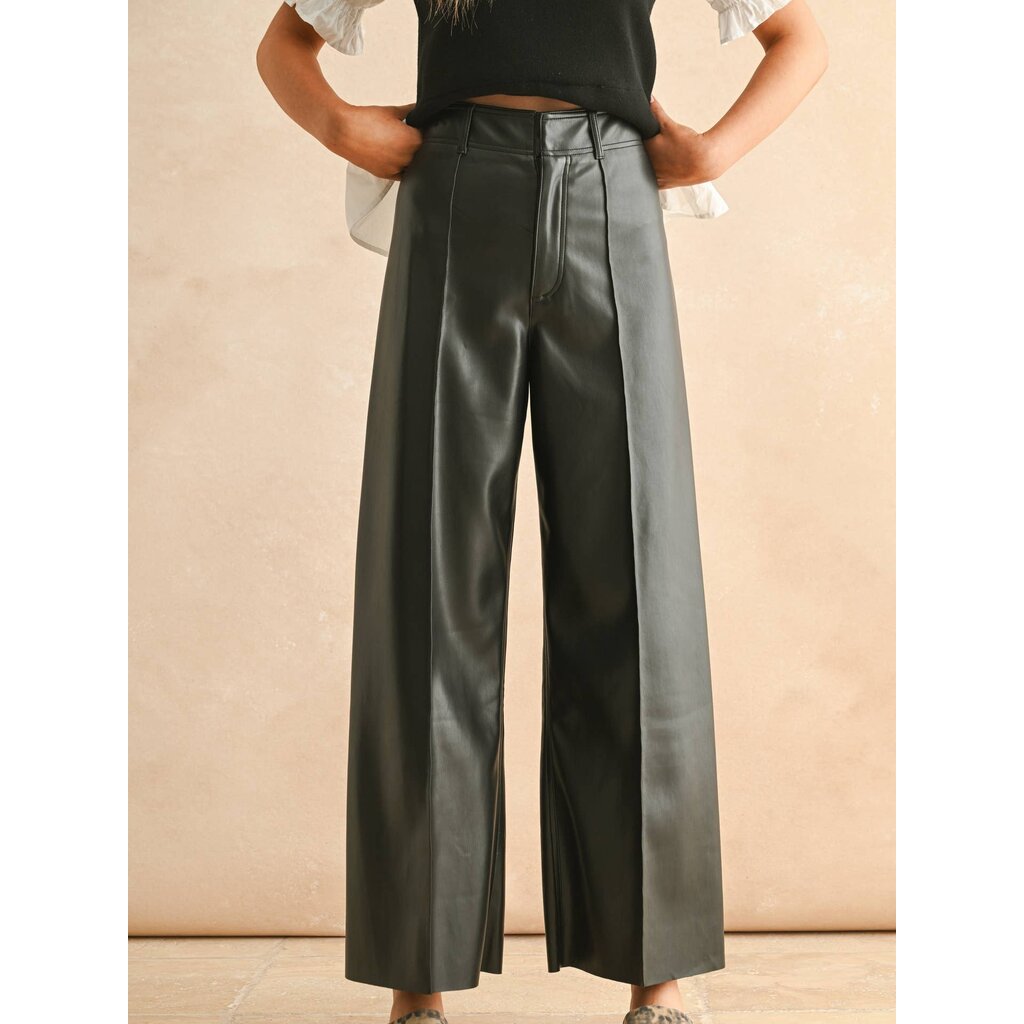 Miou Muse Pintuck Front Pleated Wide Straight Pants