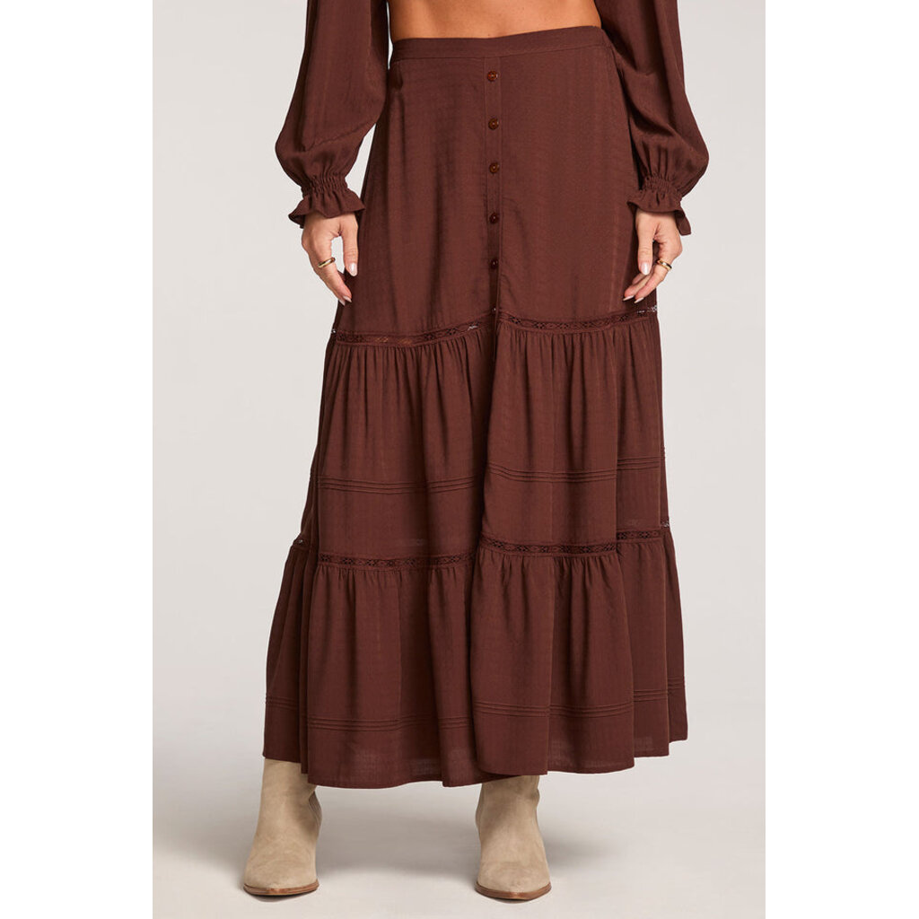 Saltwater Luxe Jaycee Midi Skirt-Chocolate
