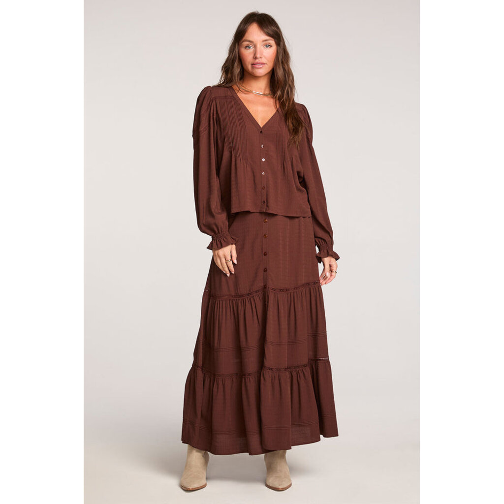 Saltwater Luxe Jaycee Midi Skirt-Chocolate