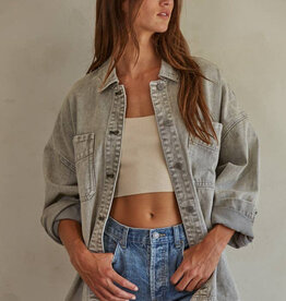 By Together Woven Cotton Washed Denim Jacket