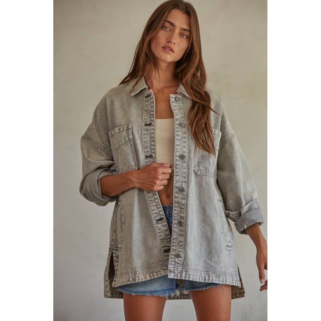 By Together Woven Cotton Washed Denim Jacket