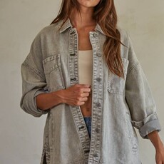 By Together Woven Cotton Washed Denim Jacket