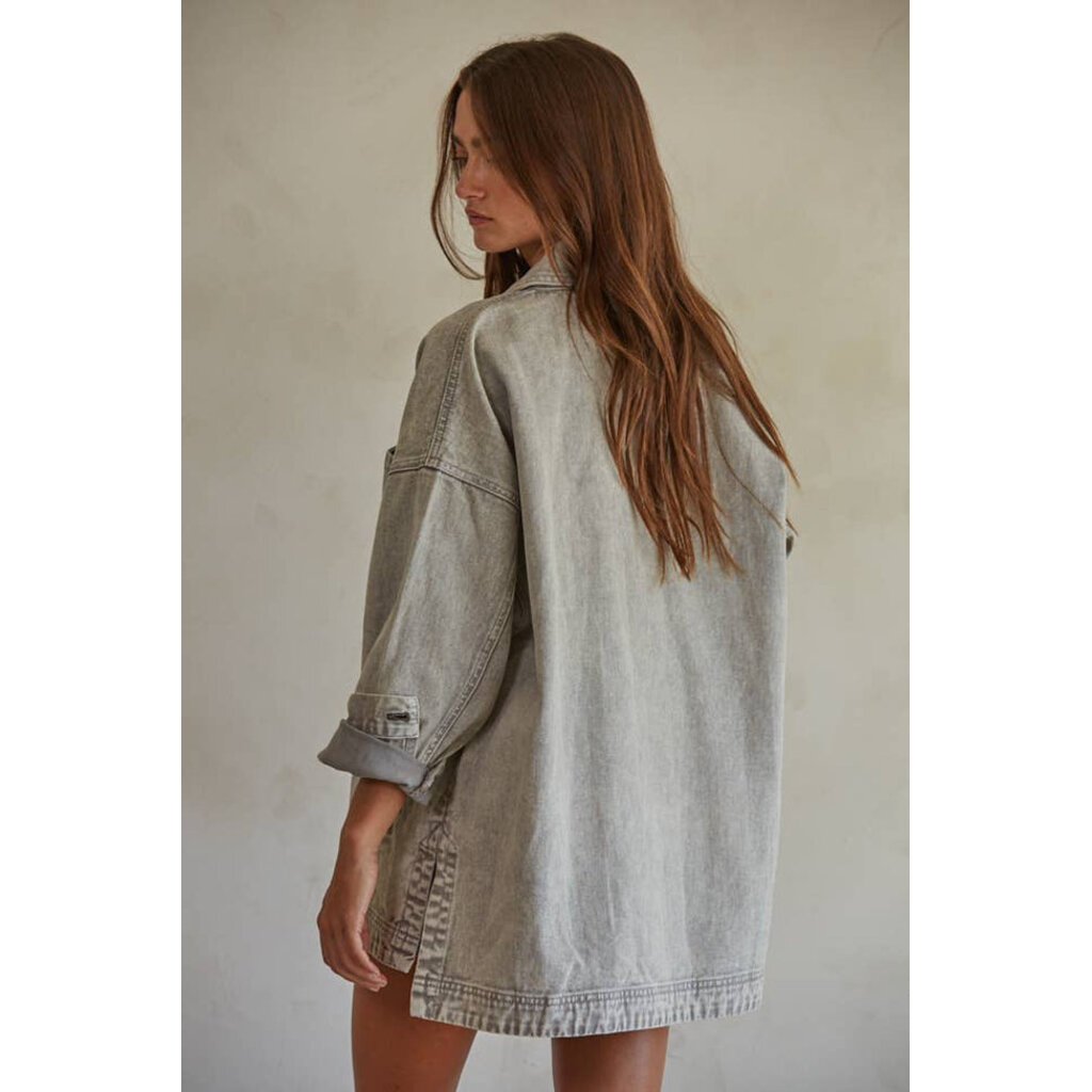 By Together Woven Cotton Washed Denim Jacket