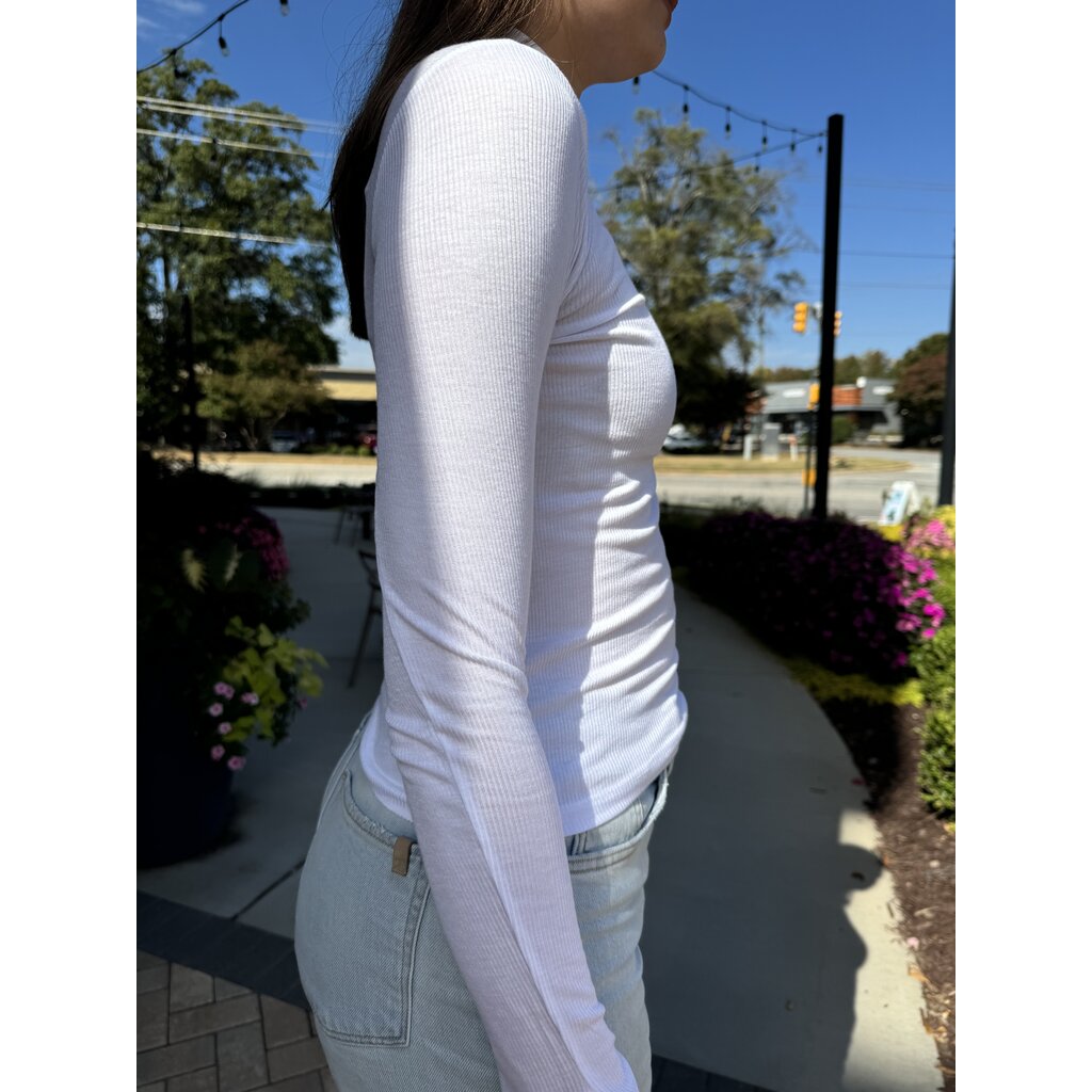 Project Social T Olive Longsleeve Rib Turtleneck - White