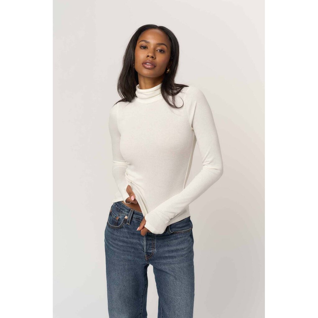 Project Social T Olive Longsleeve Rib Turtleneck - White