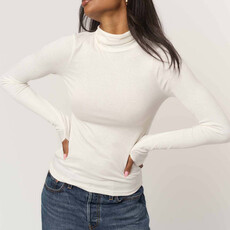 Project Social T Olive Longsleeve Rib Turtleneck - White