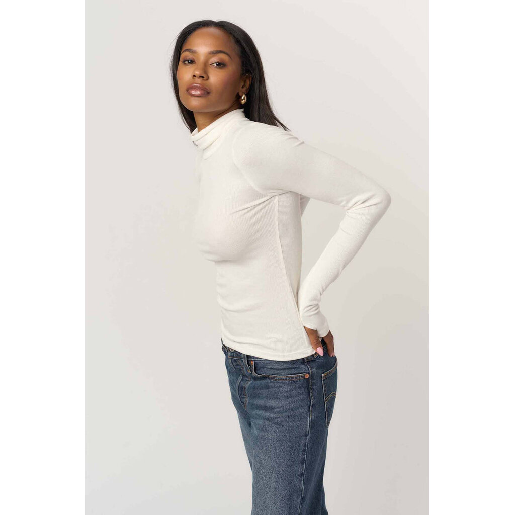 Project Social T Olive Longsleeve Rib Turtleneck - White