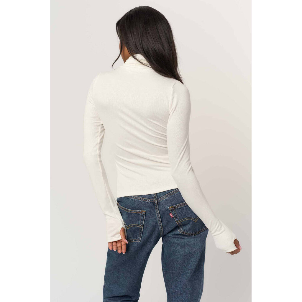 Project Social T Olive Longsleeve Rib Turtleneck - White