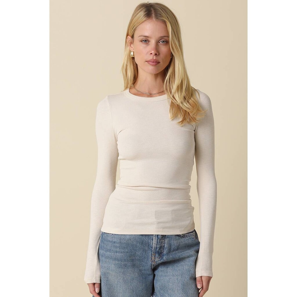 Olivaceous Abbey Long Sleeve Top-Cream